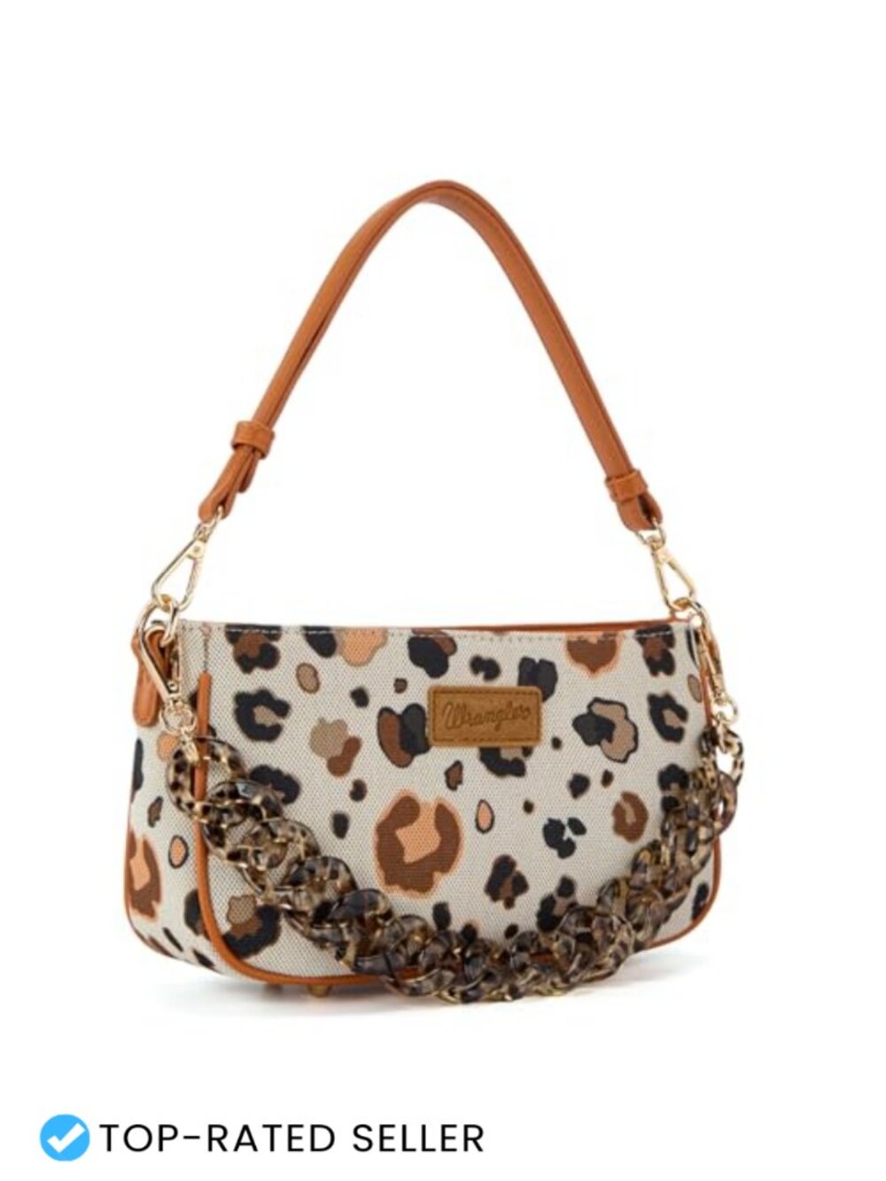 Wrangler Cheetah Print Shoulder Bag with Acrylic Strap Women Hobo Clutch Purse